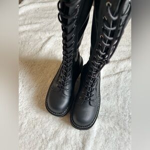 Demonia Black Lace-Up Women's Boots